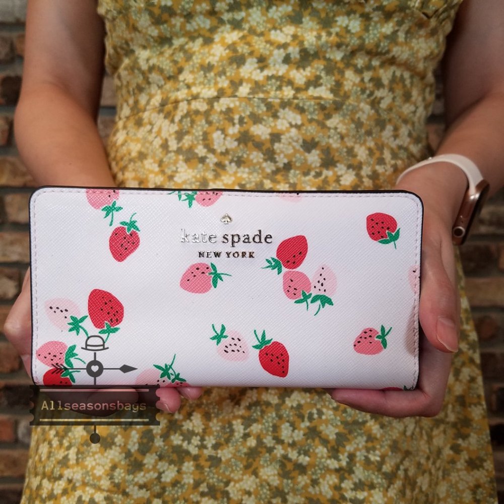 Kate Spade LARGE Strawberry Bifold Wallet Pink - Picture 7 of 8